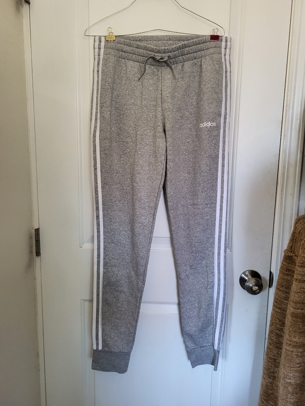 Adidas Women's Grey and White Joggers